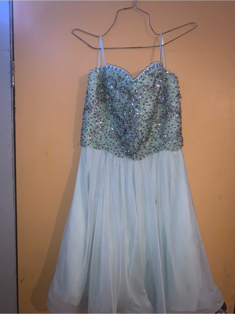 My Michelle Light Blue Beaded Spaghetti-Strap Party Dress